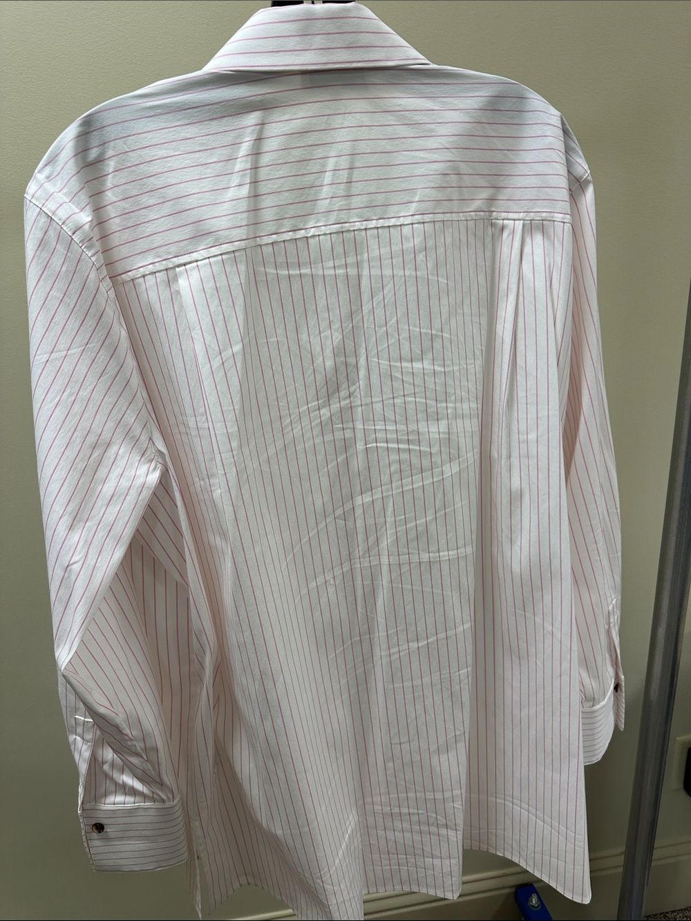 Lafayette 148 New York White Shirt with Pink Pinstripes - Picture 3 of 3